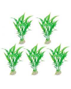 nautilogic Aquarium Fish Tank Green Artificial Plastic Plants 5 Pcs