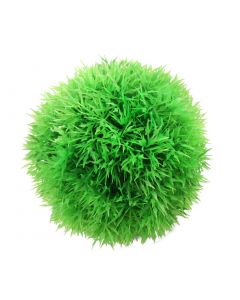 nautilogic 4 7/10" Diameter Green Plastic Moss Marimo Ball Decoration w Ceramic Base for Fish Tank