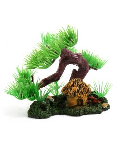nautilogic Green Plastic Tree Aquarium Terrarium Decorative Plant for Reptile Turtle Snake Lizard Tank