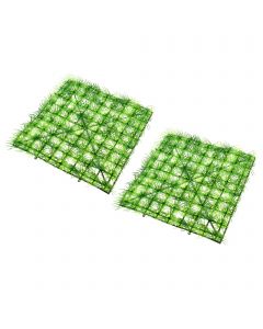 nautilogic 2 Pcs Aquarium Artificial Plastic Lawn, Aquarium Decorations Grass for Fish Tank Landscape Plants Decor, Green, 9.84x9.84 Inch
