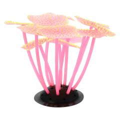 nautilogic Soft Silicone Glowing Aquarium Mushroom Coral, Fluorescence Aquatic Artificial Coral for Fish Tank Decoration, Pink