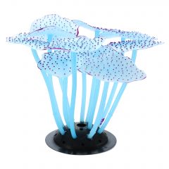 nautilogic Soft Silicone Glowing Aquarium Mushroom Coral, Fluorescence Aquatic Artificial Coral for Fish Tank Decoration, Blue