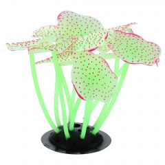 nautilogic Soft Silicone Glowing Aquarium Mushroom Coral, Fluorescence Aquatic Artificial Coral for Fish Tank Decoration, Green