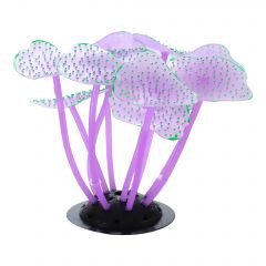 nautilogic Soft Silicone Glowing Aquarium Mushroom Coral, Fluorescence Aquatic Artificial Coral for Fish Tank Decoration, Purple
